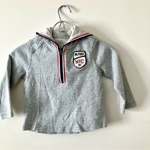 Tommy Hilfiger Boys Logo Half Zip Hoodie Grey Size 3 NWT
